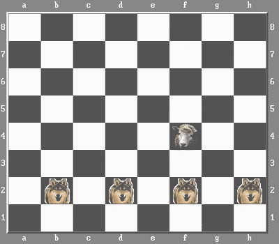   .   

 1.Od8-e7 Ba1-b2. 2.Oe7-d6 Bc1-d2. 3.Od6-e5 Be1-f2. 4.Oe5-f4! Bg1-h2.   ?  !