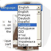 Выбор языка из меню.