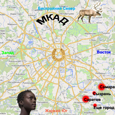 Карта Москвы, включая территории за МКАДом.