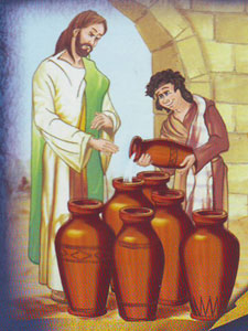 Святые истории об Иисусе Христе. История 1. Иисус превращает воду в вино.